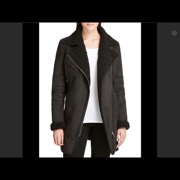 DKNY Belted Faux Shearling Coat - Picture 3 of 8